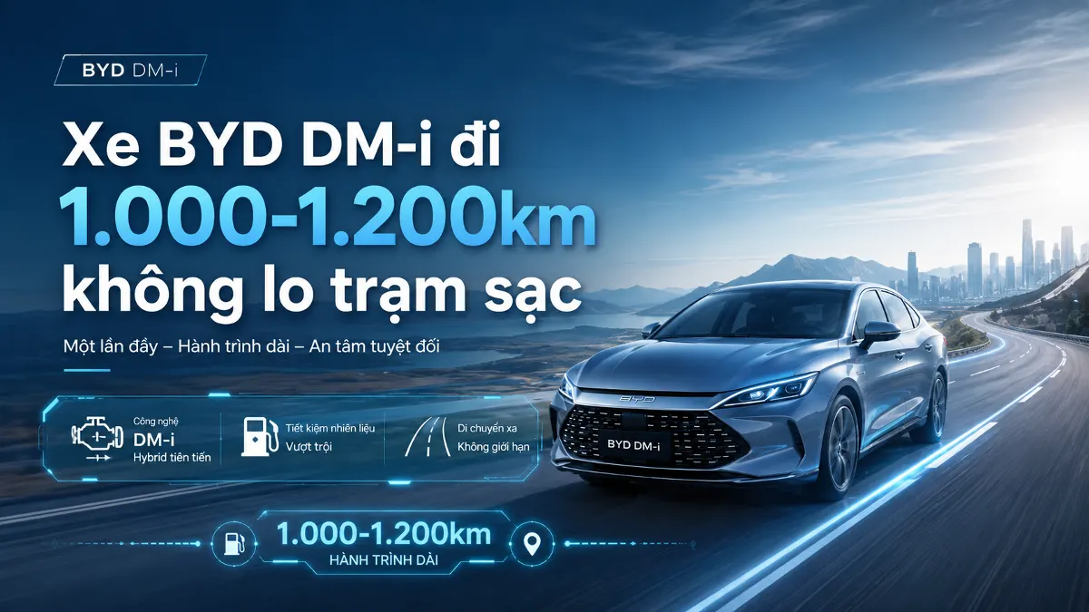 Xe BYD DM-i đi đường dài 1.000–1.200km không lo trạm sạc
