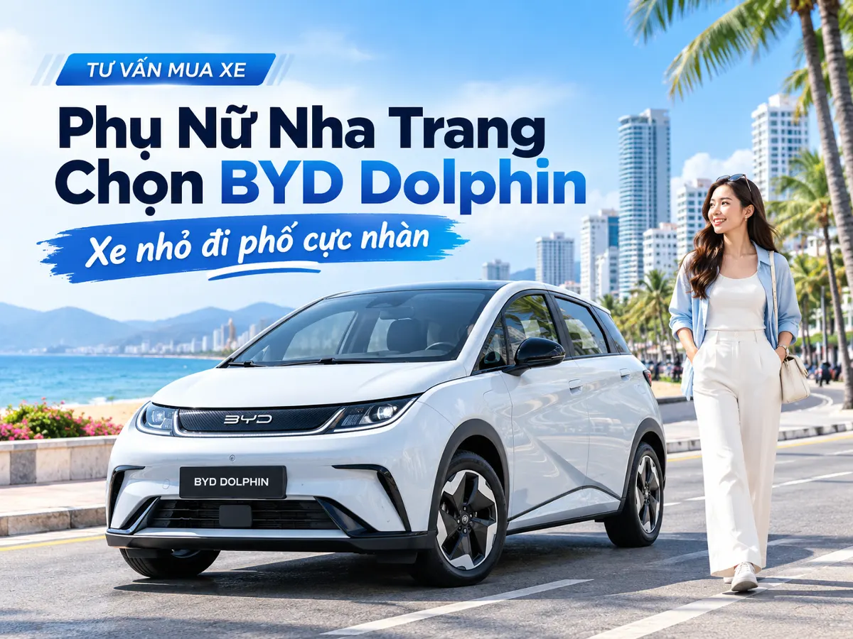 BYD Dolphin màu sắc thời trang năng động lăn bánh trên đường phố biển Nha Trang